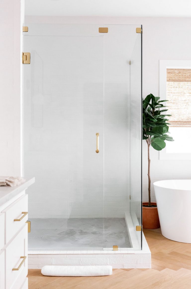 all-white walk-in shower