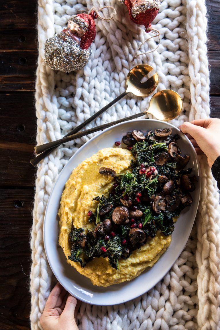 Creamy Polenta with Garlic-Butter Kale & Mushrooms healthy mushroom recipe