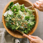 best simple green salad recipe inspired by via carota's insalata verde, casa zuma handmade wood salad bowl 12"