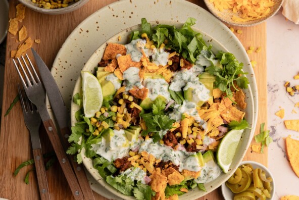 Loaded vegetarian taco salad
