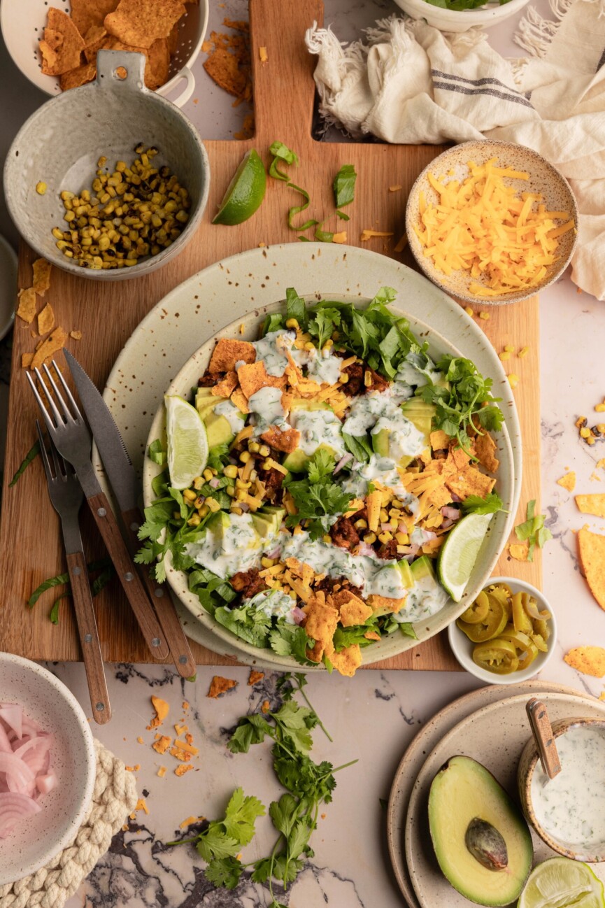 Loaded vegetarian taco salad_quick summer dinners