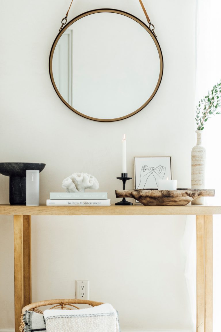 natural lighter tones console table