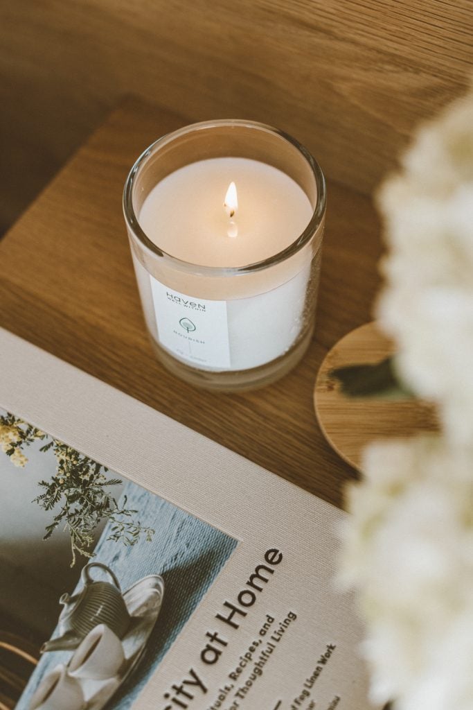 nightstand, luxury candles