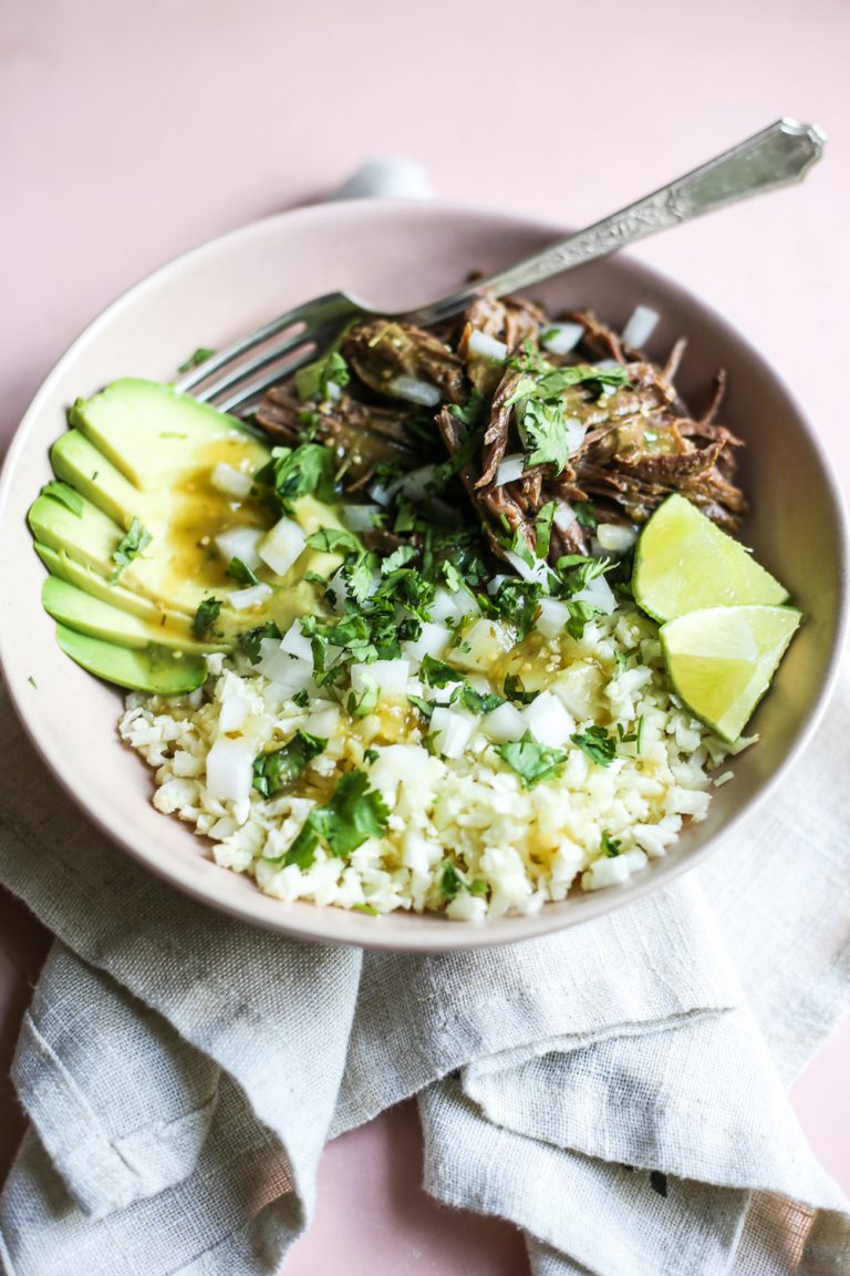 Salsa Verde Shredded Beef Bowls