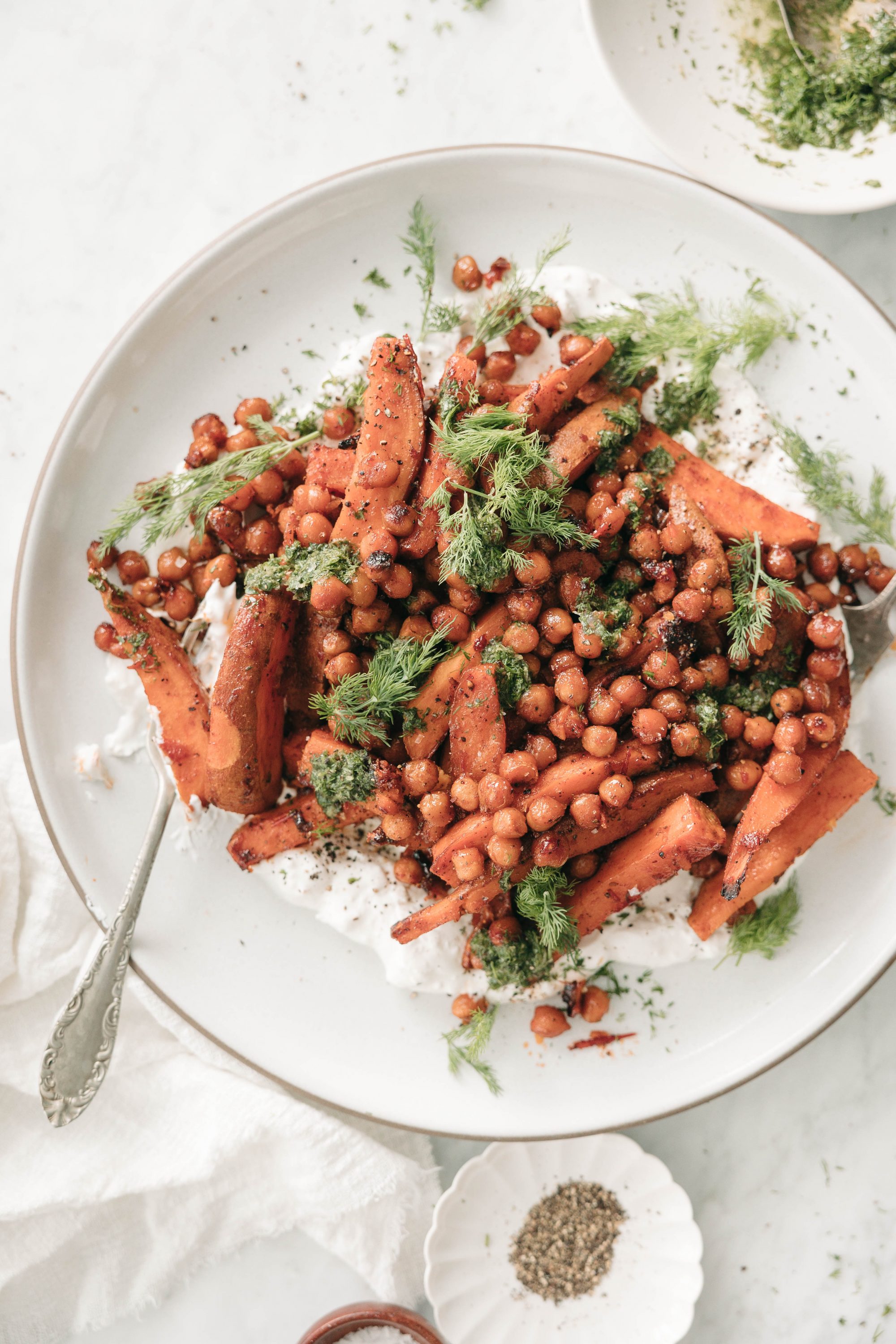 Roasted Sweet Potato and Chickpea Meal Prep Bowls - She Likes Food