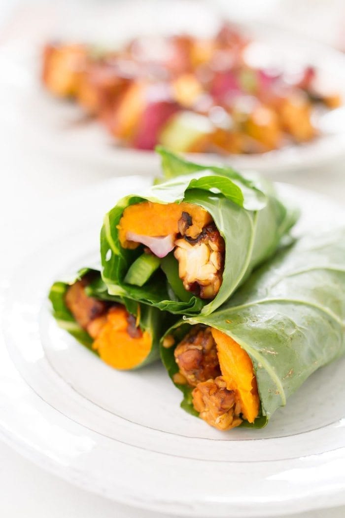 Tempeh And Sweet Potato Collard Wraps