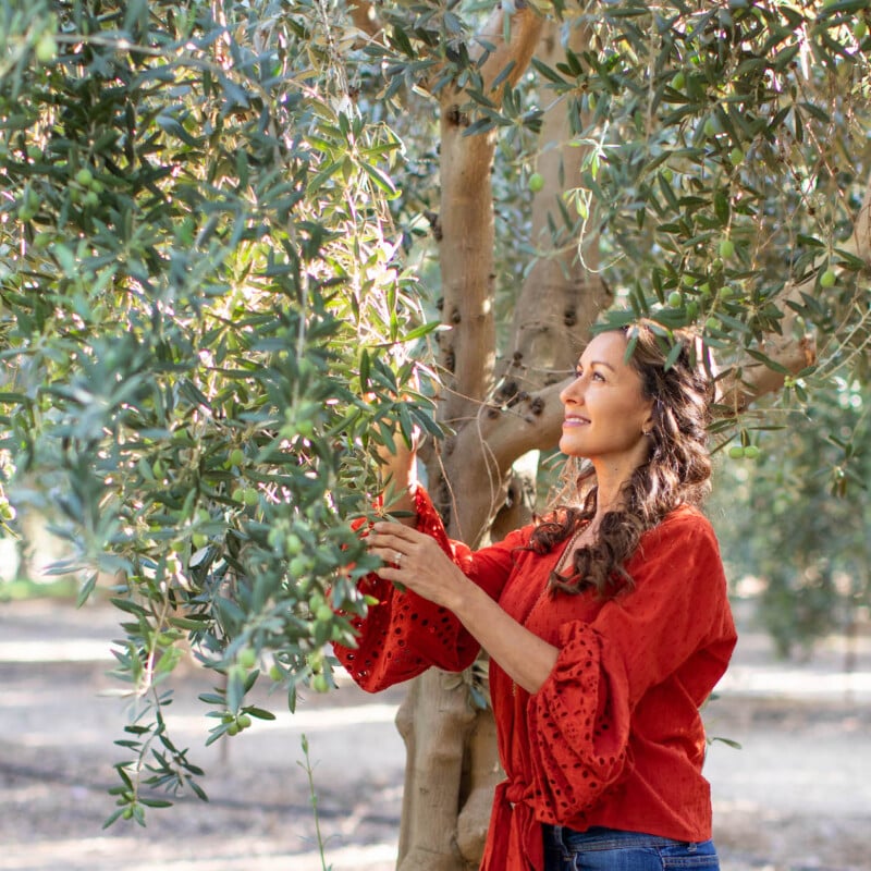woman in olive orchard