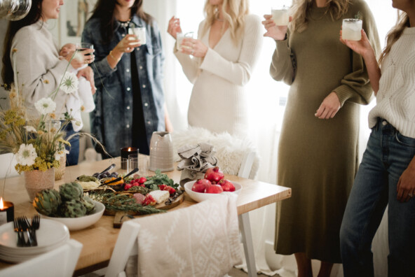 women gathering around table