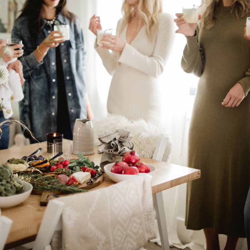 women gathering around table