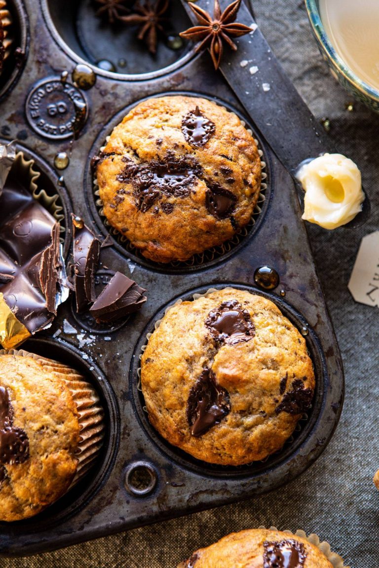 one bowl chocolate chunk chai muffins 
