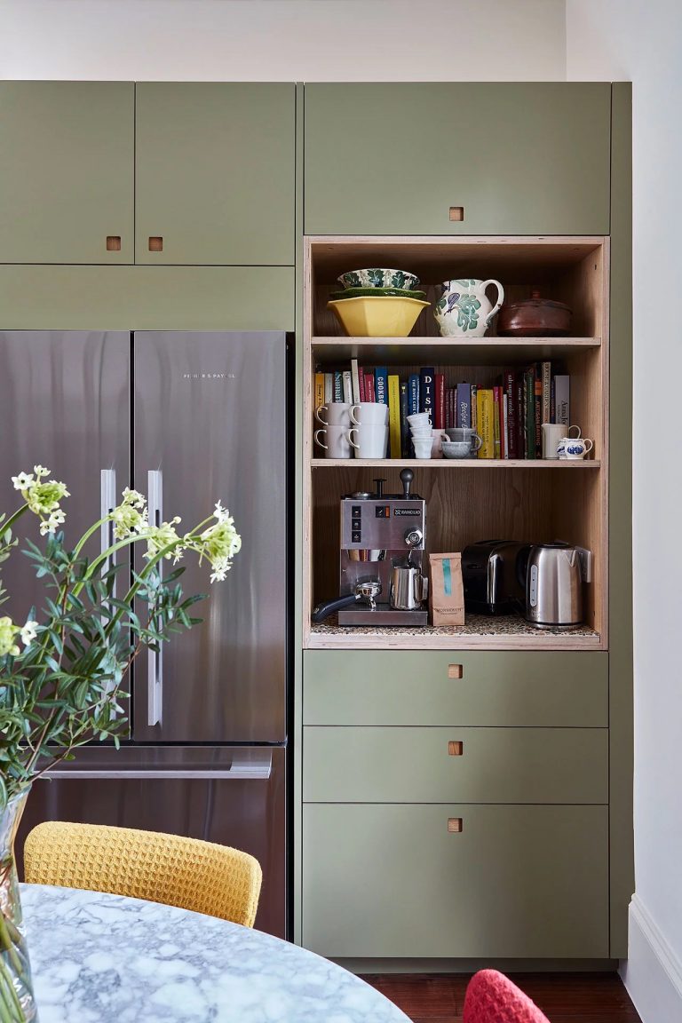 Coffee nook in kitchen. 