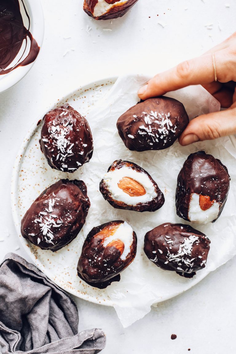 Almond Joy Stuffed Dates, light desserts