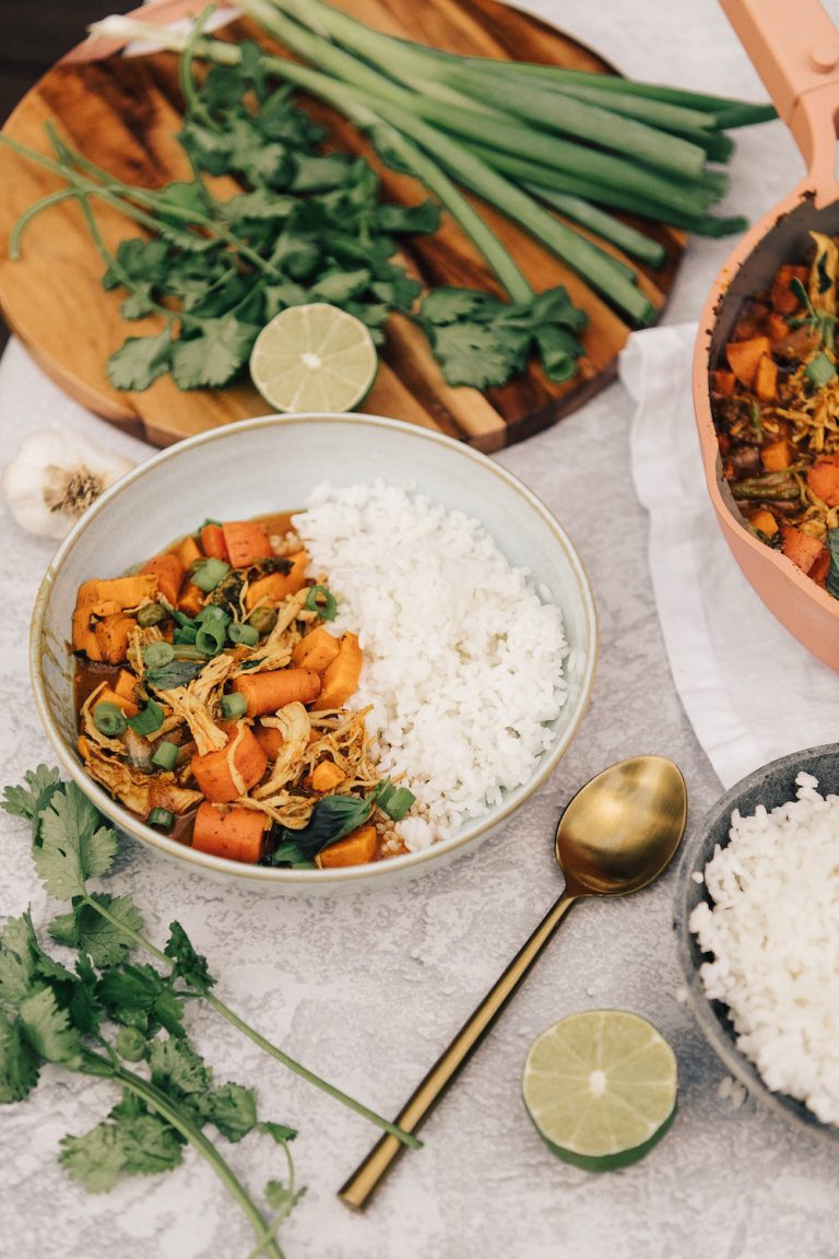 coconut curry with sweet potato, lemongrass, and chicken