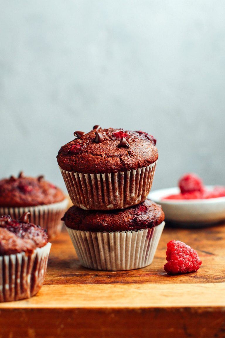 Double Chocolate Raspberry Banana Muffins from Full of Plants