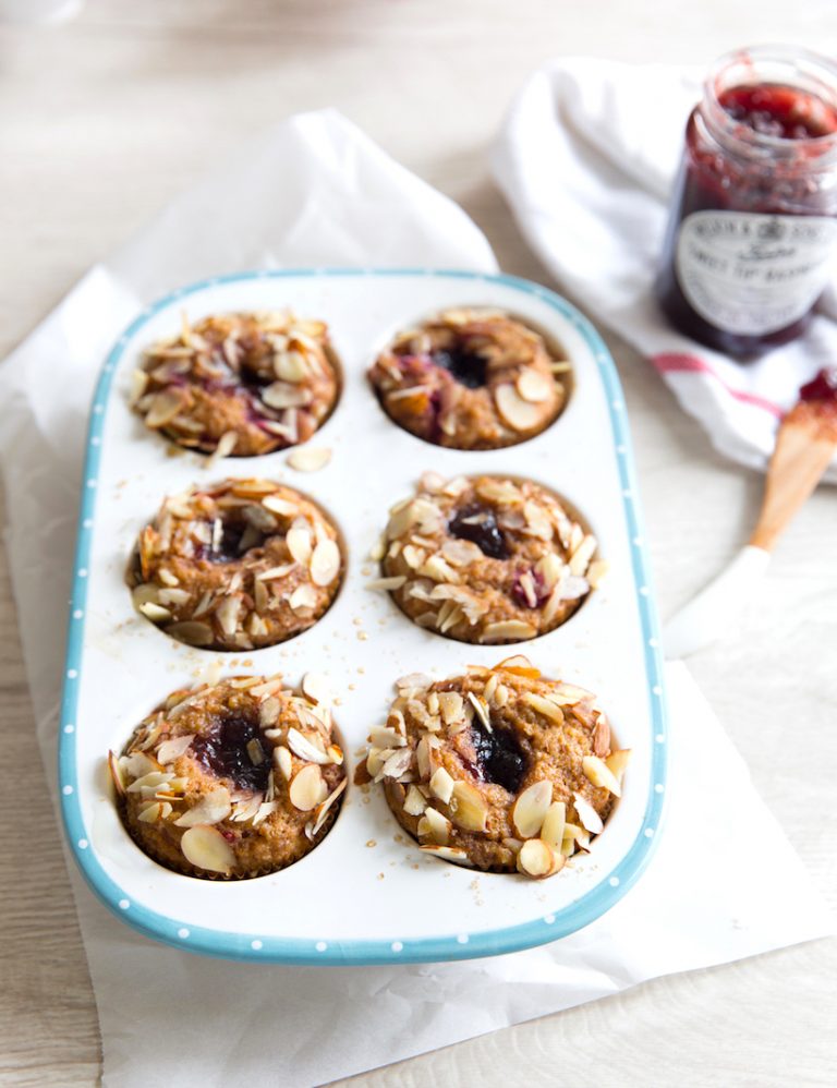 jam-filled gluten free muffins