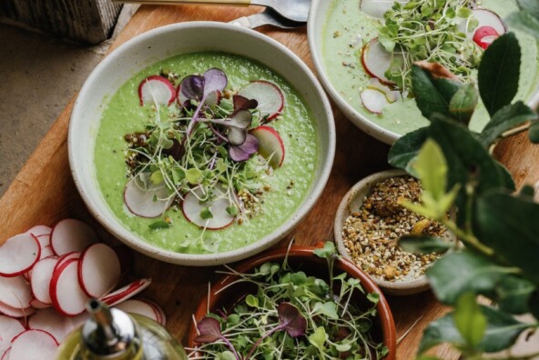 Pea gazpacho spring soup recipes