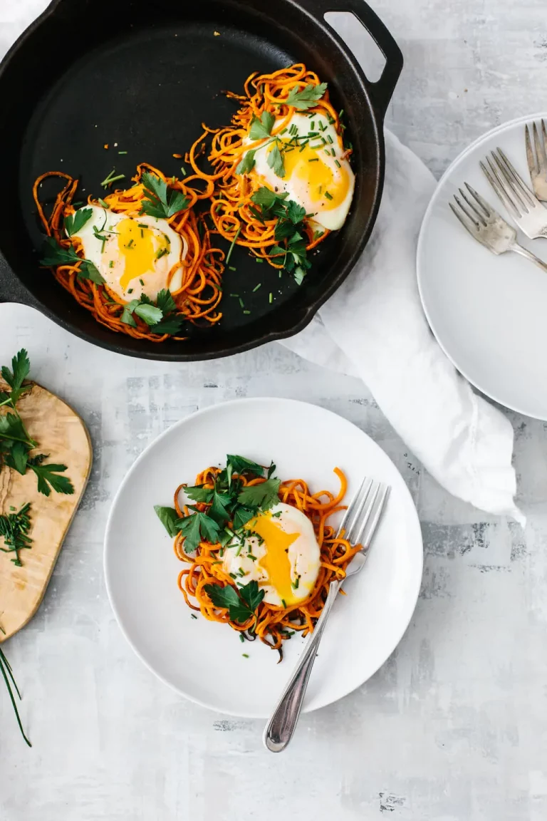 spiraled sweet potato egg nests egg recipes for dinner