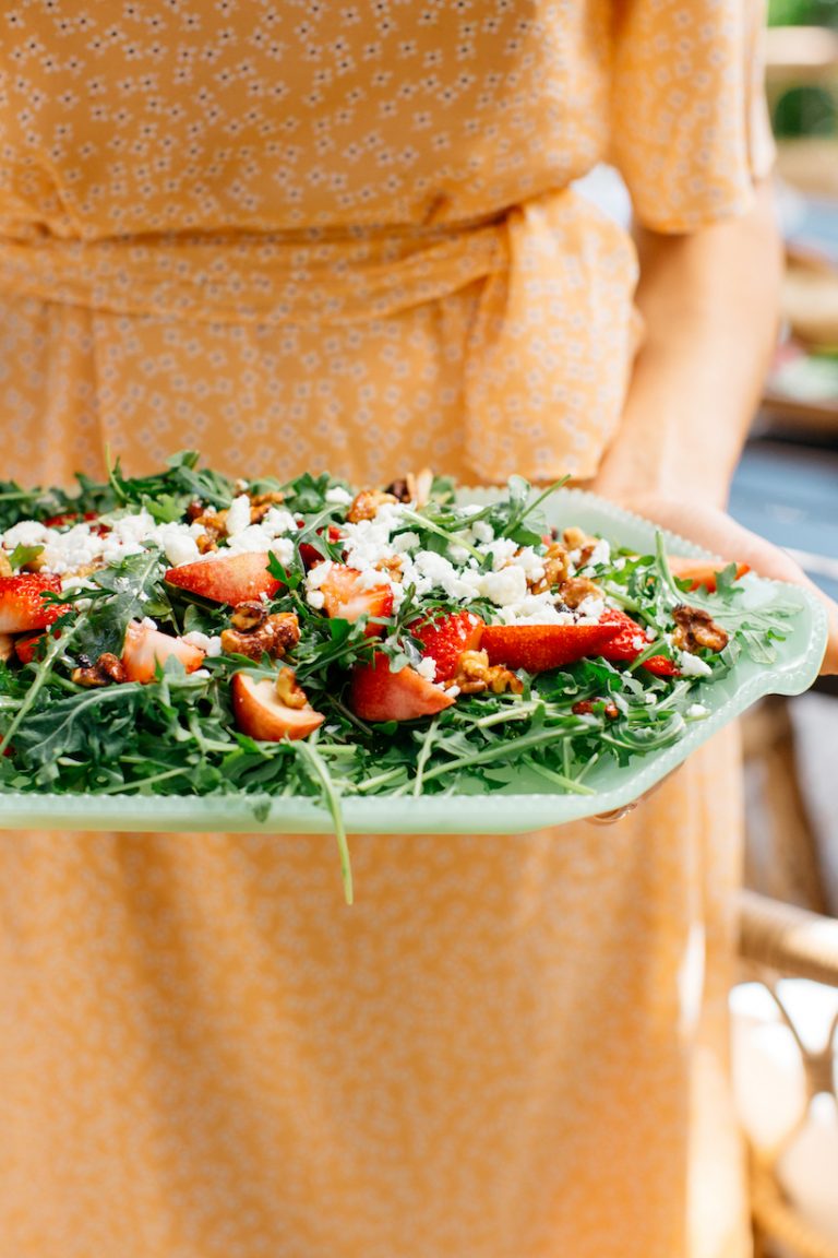 strawberry & arugula salad with spring herbs and goat cheese