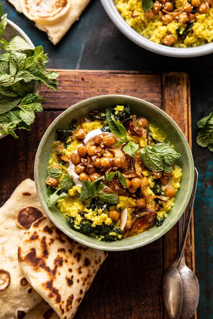 creamy golden rice with spiced chickpeas_turmeric recipes