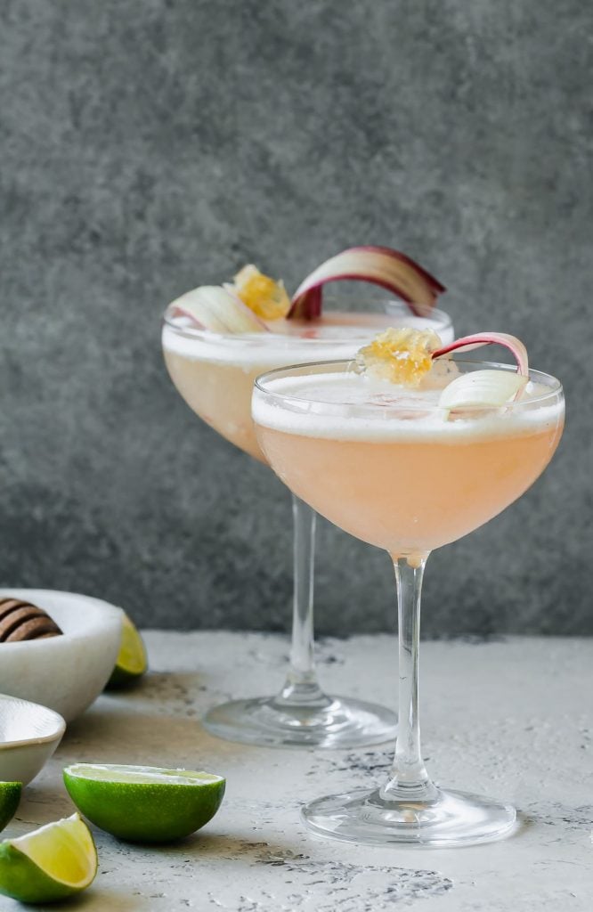 rhubarb and honey Pisco Sour