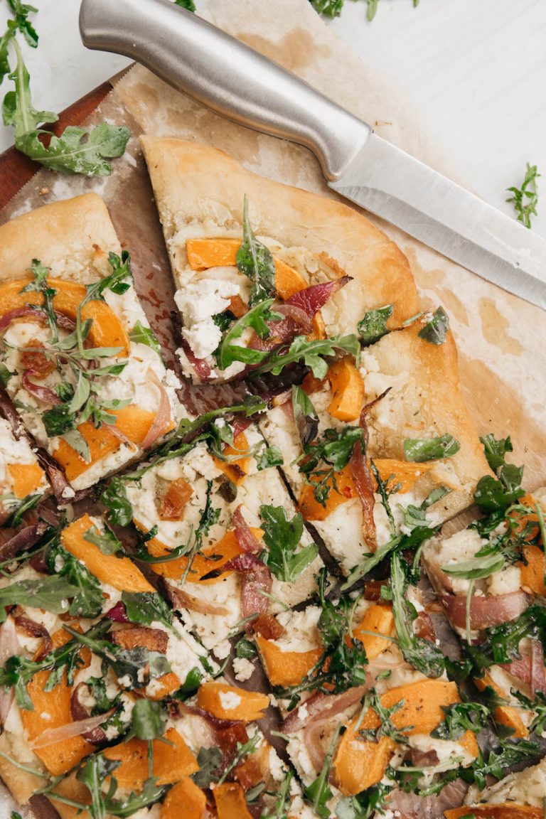 Butternut Squash Pizza With Arugula & Almond Ricotta_spring dinner recipes