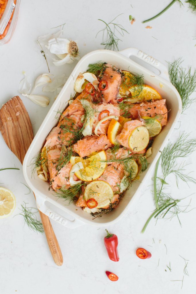Slow Baked Citrus Salmon with Fennel & Herbs_spring dinner ideas