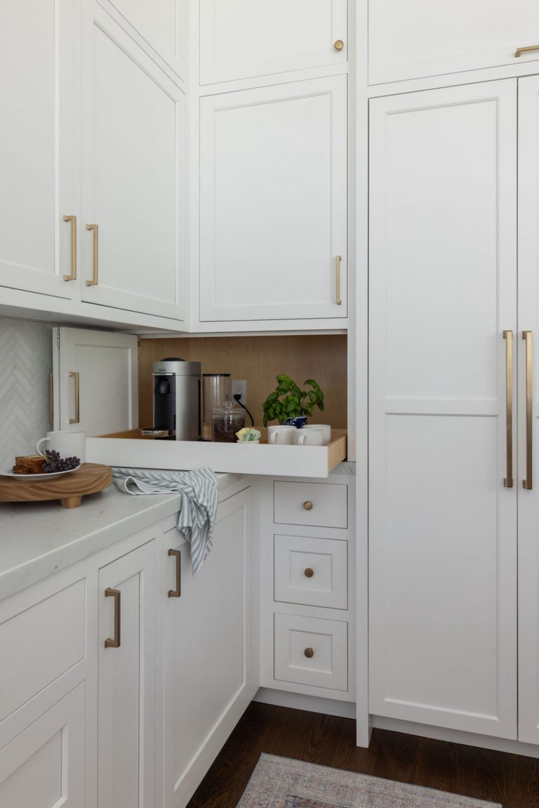 Bright kitchen with coffee nook. 