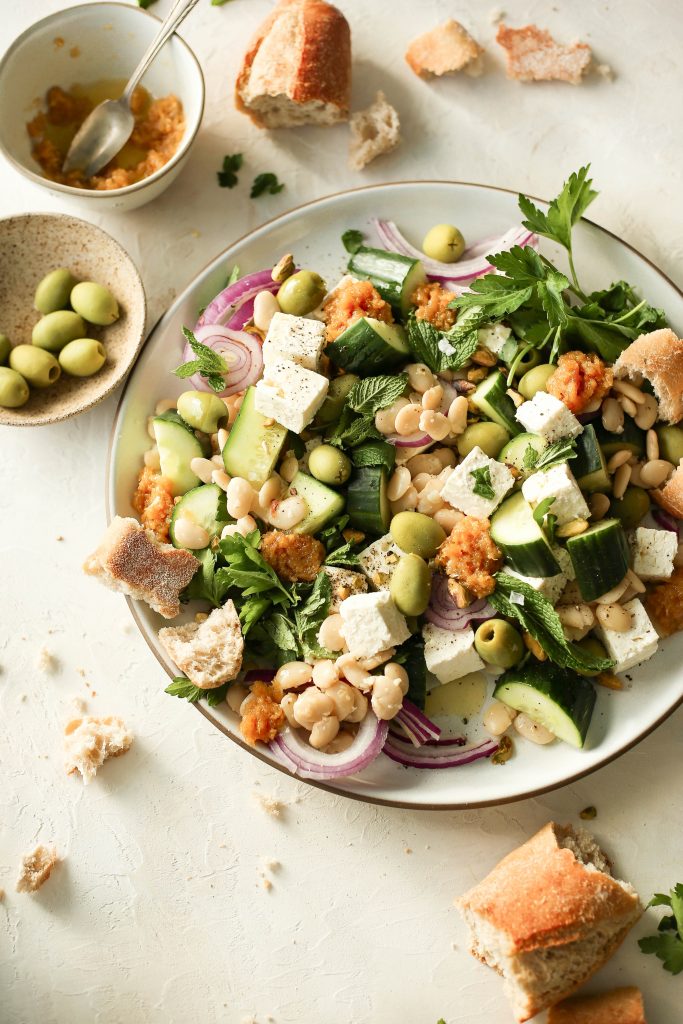 Feta salad with white beans and lemon relish.