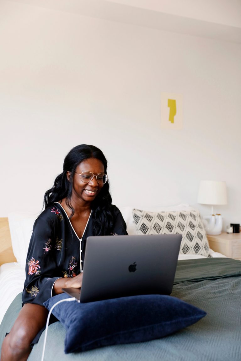 woman working on laptop