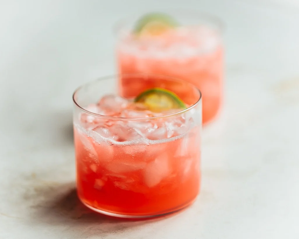 rhubarb cocktail with tequila and lime