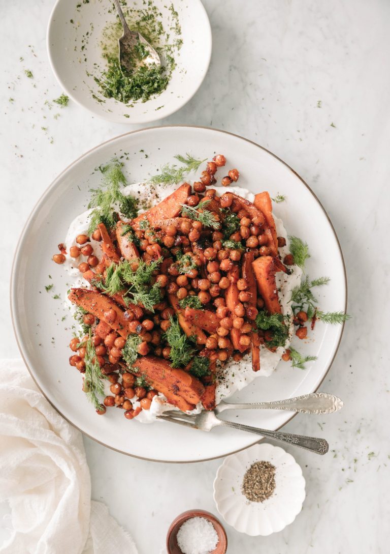 sweet potato and chickpea bowl with feta yogurt_Saturday night dinner ideas