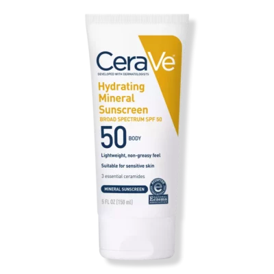CeraVe Hydrating Mineral Sunscreen Lotion for Body SPF 50