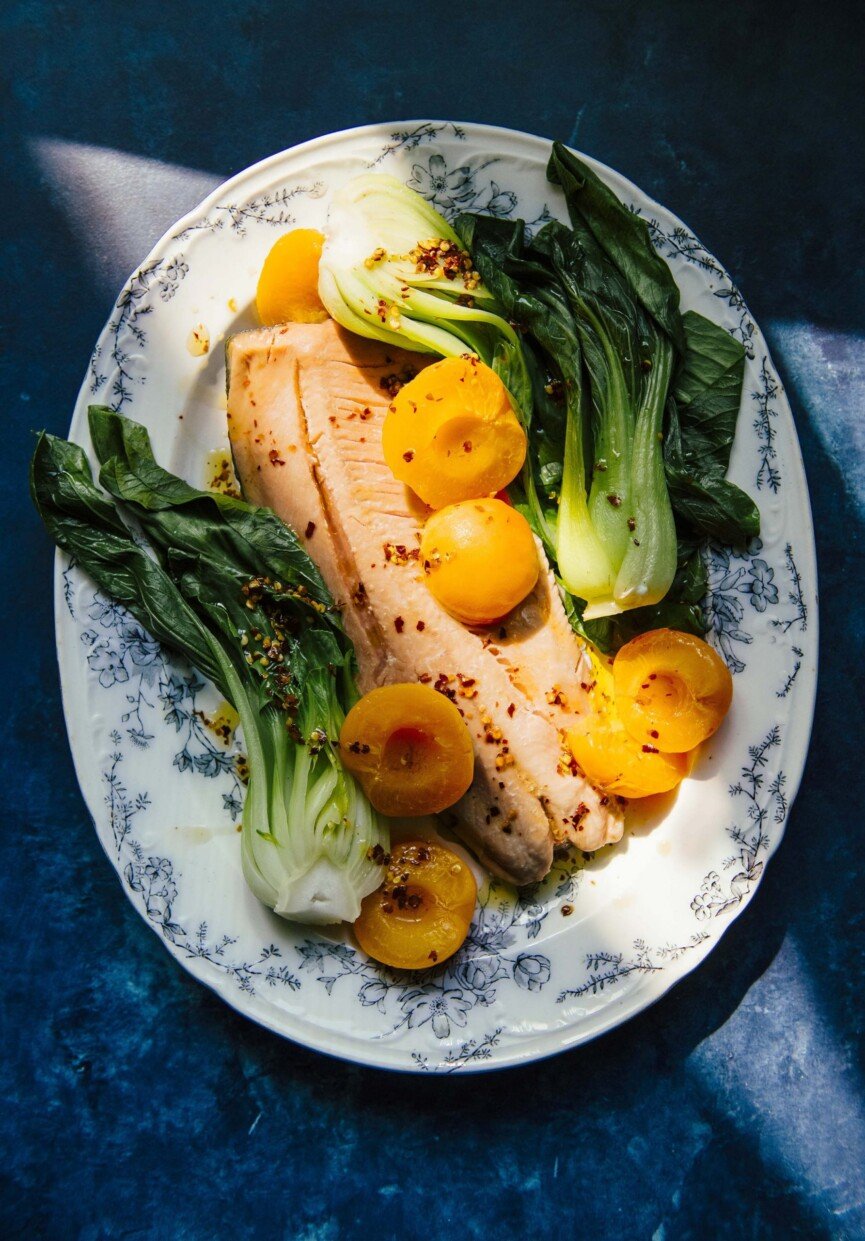 Ginger Poached Apricots and Salmon_foods that boost fertility