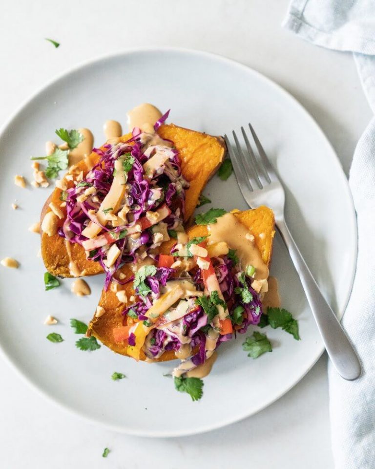 instant pot sweet potatoes with Thai peanut butter sauce