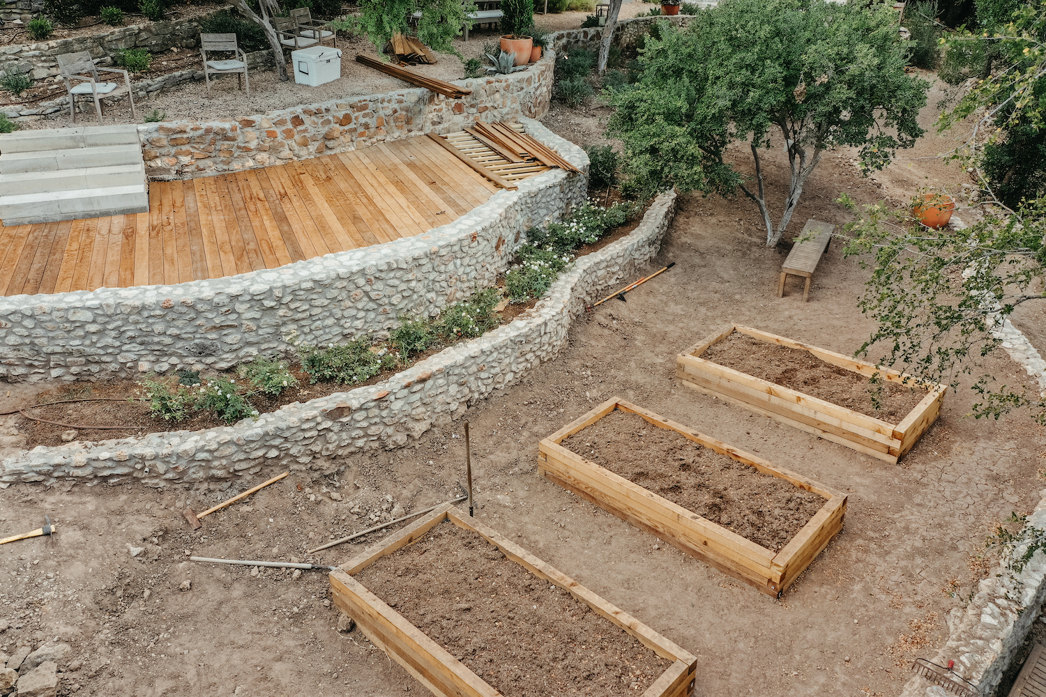 camille styles backyard - DIY raised vegetable garden beds - process