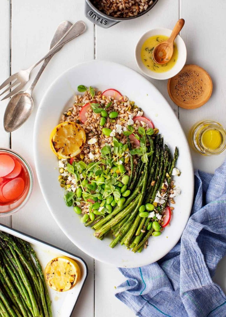 Grilled Asparagus Farro Salad