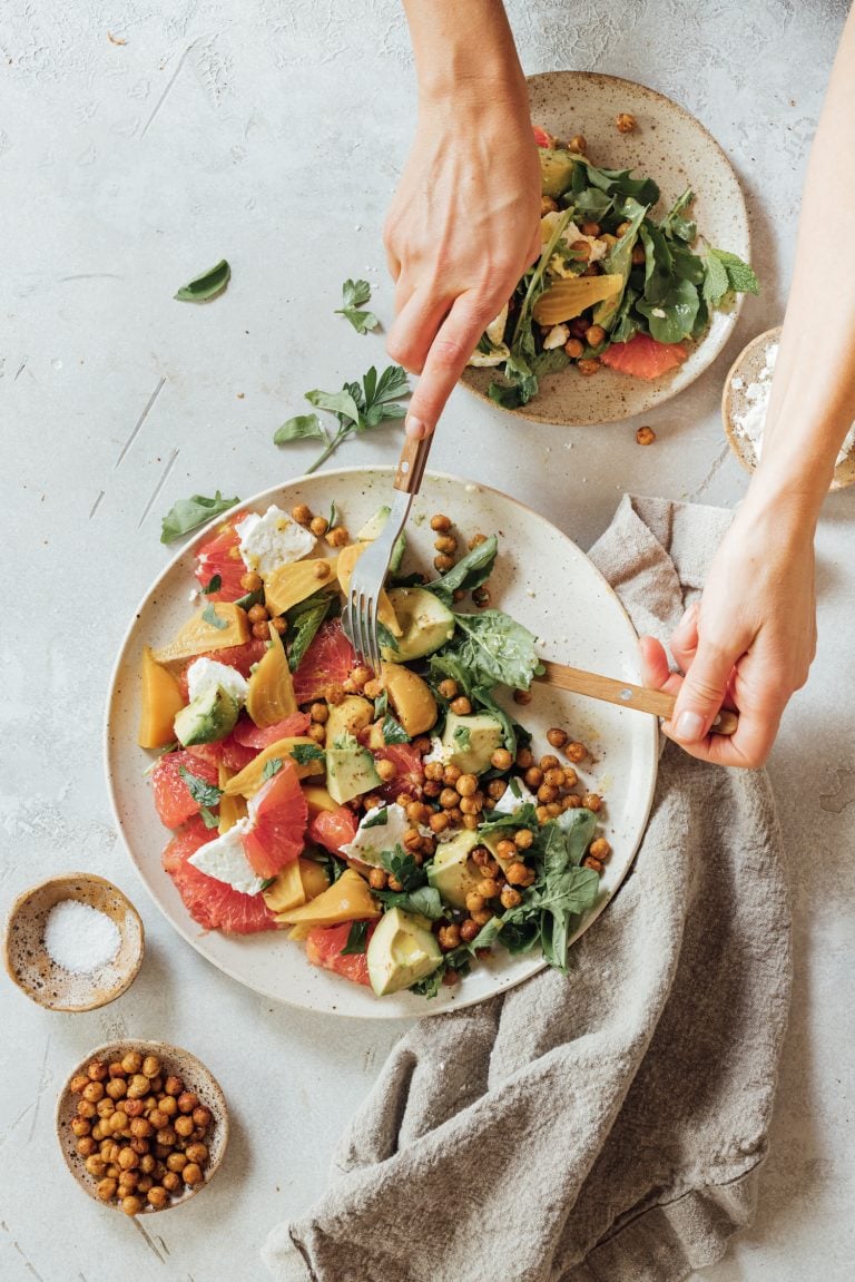 Grapefruit avocado salad with golden beets