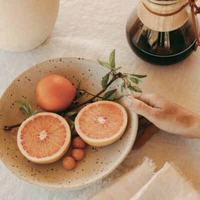 handmade ceramic serving bowl - la clay sharing bowl, grapefruit, breakfast