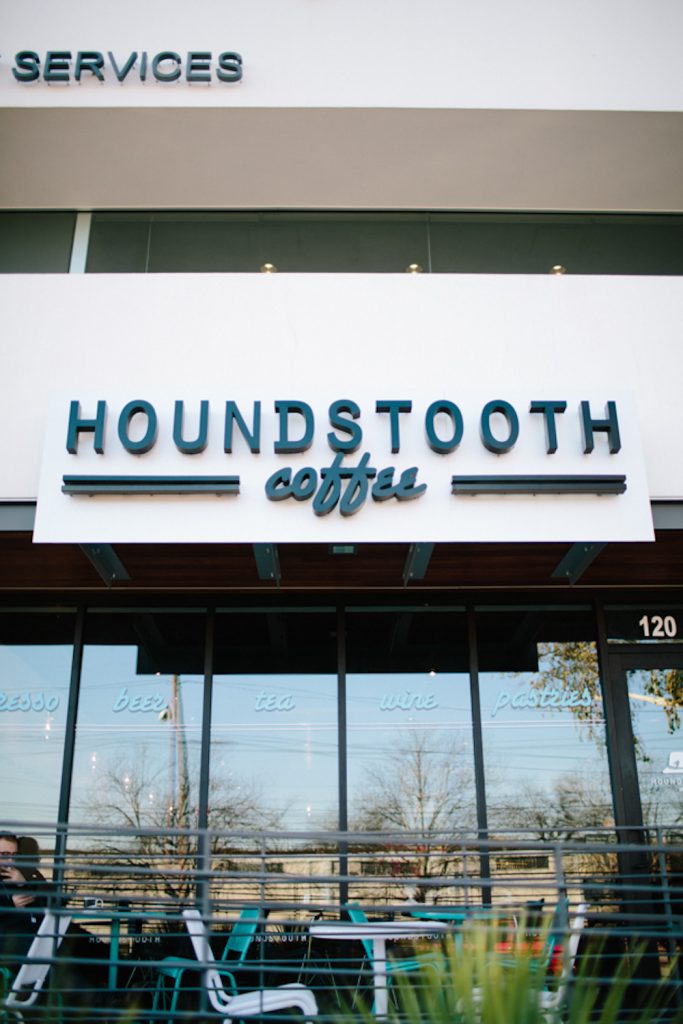 Exterior of Houndstooth Coffee in Austin.