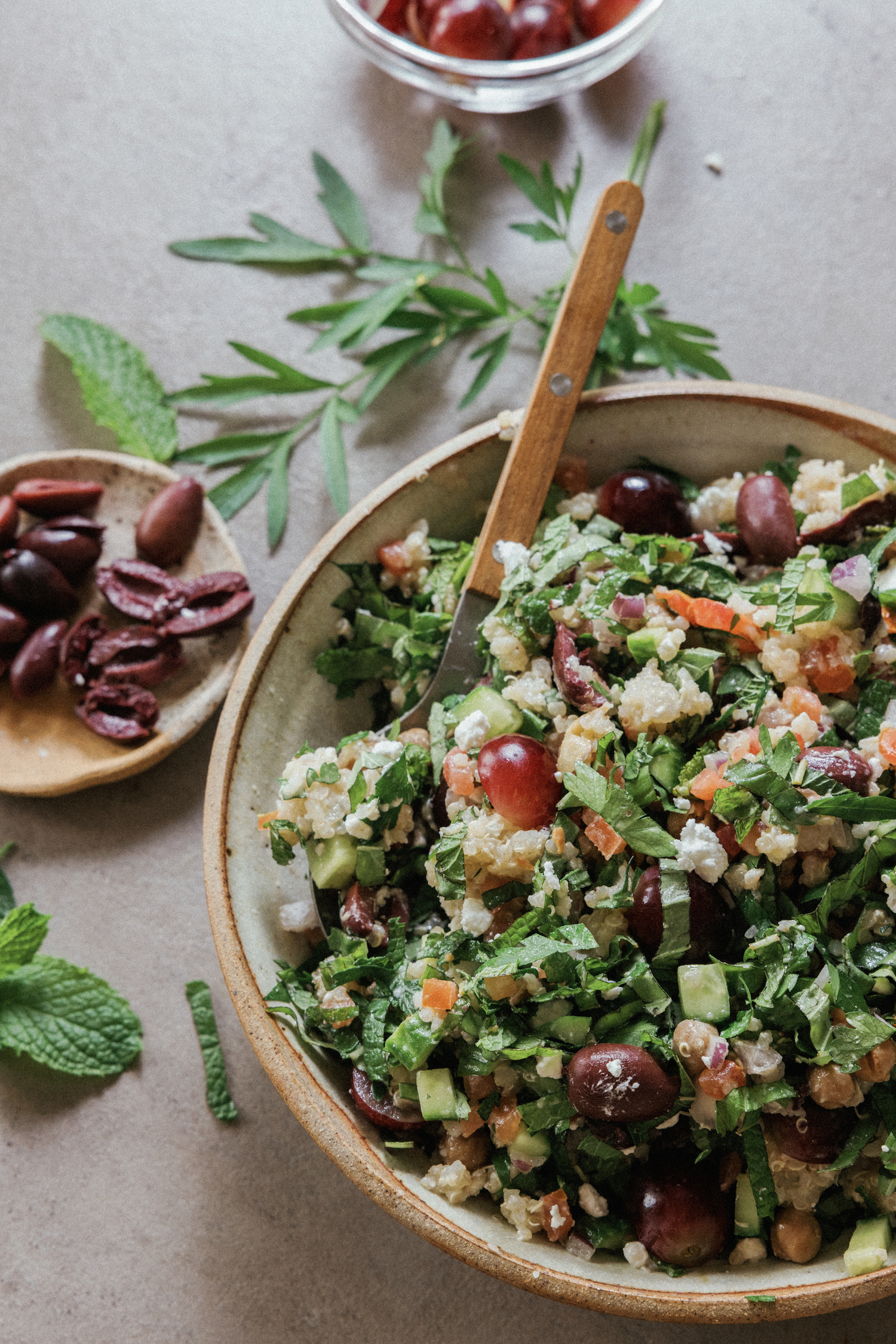 Mediterranean grain bowl with greek salad flavors - healthy easy lunch ideas