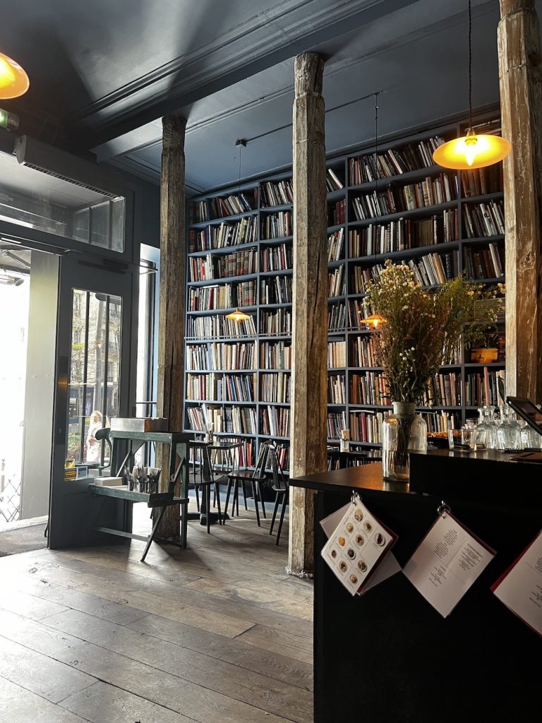 Interior of the Used Book Café at Merci department store in Paris.