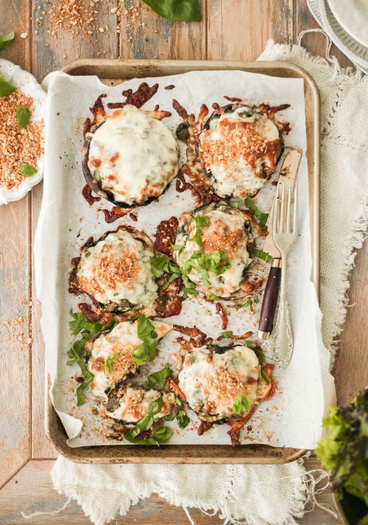 Caramelized Onion and Spinach Stuffed Portobello Mushrooms