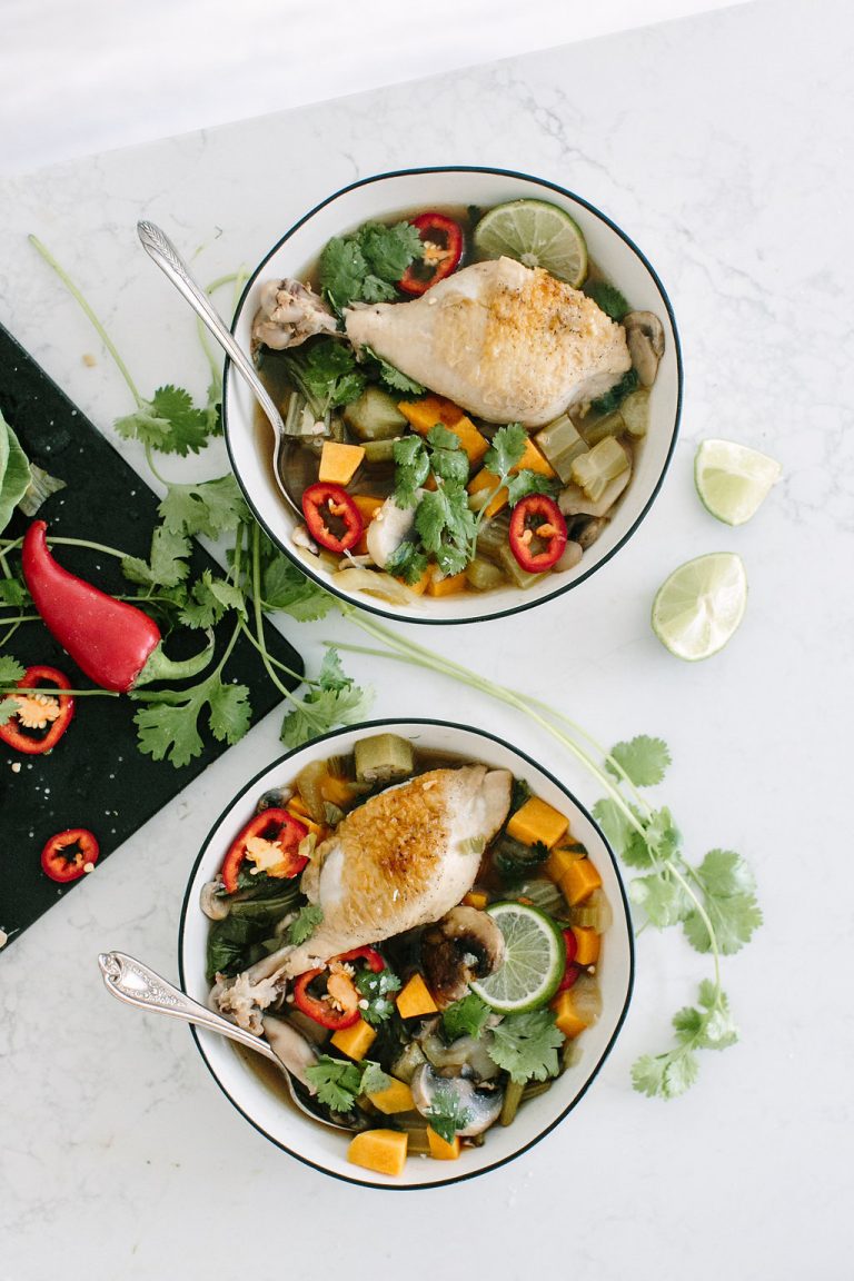 Thai Chicken Soup with Butternut Squash & Bok Choy, foods high in folate
