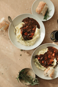 Vegetarian coq au vin