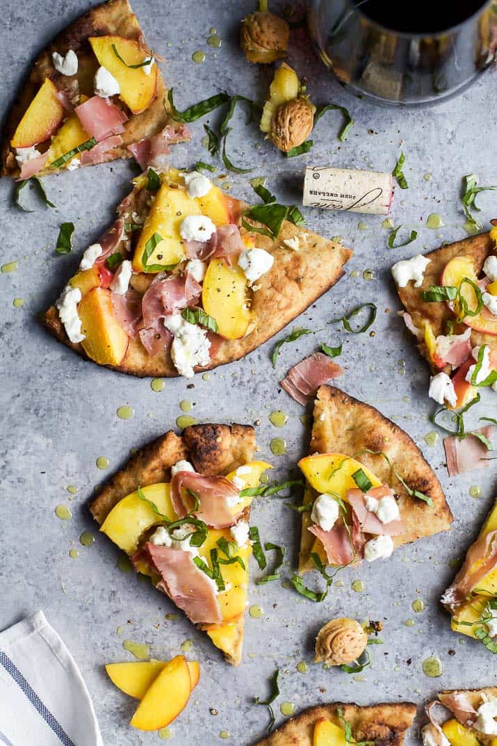 Grilled prosciutto peach flatbread pizza_peach recipe