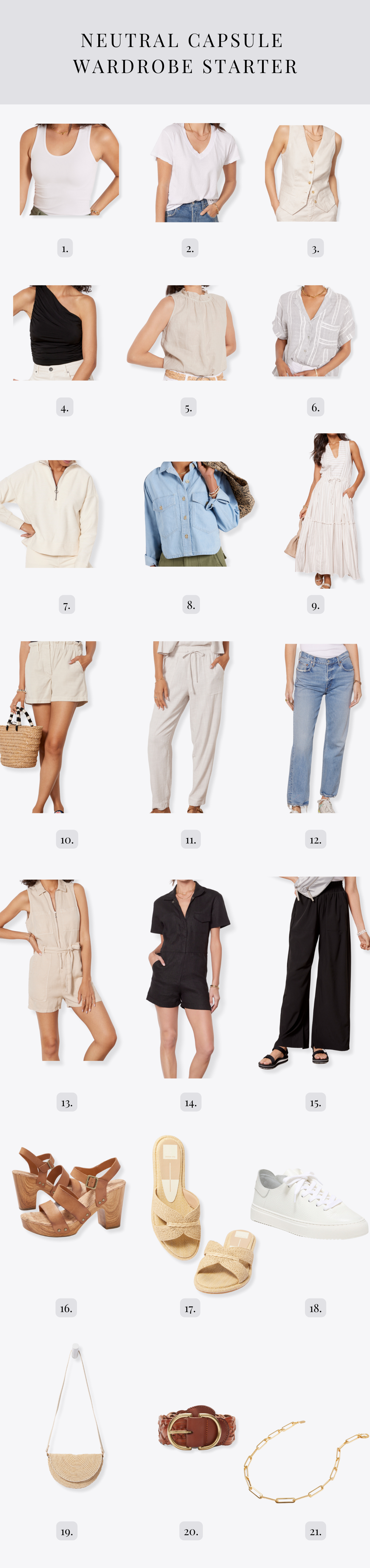 21 items to build a neutral capsule wardrobe