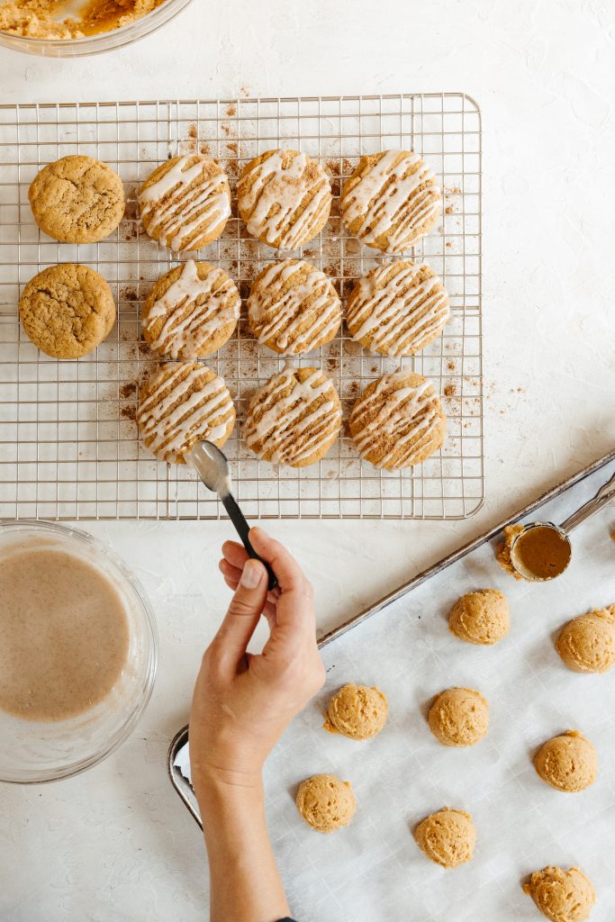 Chewy Pumpkin Spice Cookies with Cinnamon Glaze
