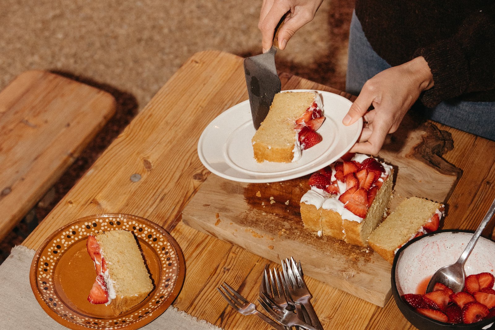 gluten-free citrus cake with strawberries and coconut cream