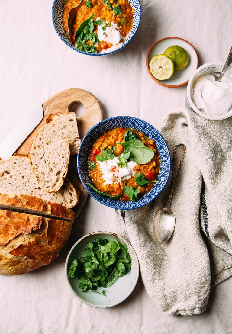 Golden Lentil Soup with Sweet Potatoes, Coconut & Lime