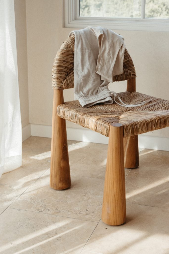 linen plants on a chair